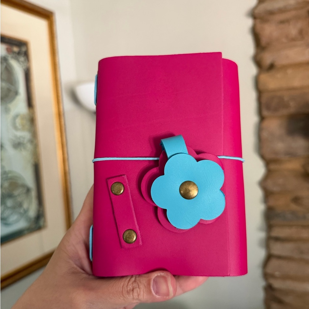 Portland leather goods Hot Pink Notebook with mods